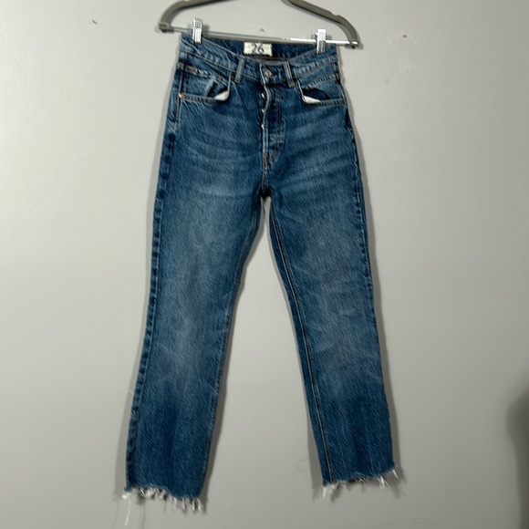 Free People X We The Free French Girl Slight Flare Button Fly denim jeans sz 26 - Picture 4 of 14
